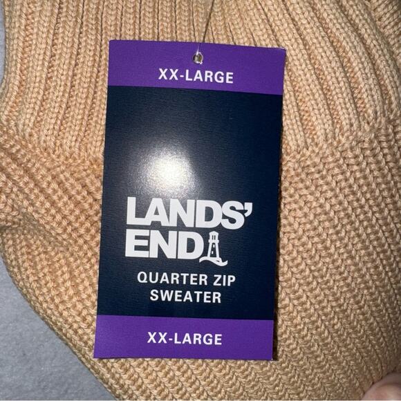 NWT Lands’ End 1/4 zip Mock Neck Sweater Tan Striped Women’s size 20 (XXL) - Picture 3 of 6